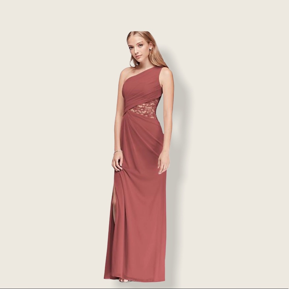 David’s Bridal Sedona 12, 1 shoulder mesh w lace